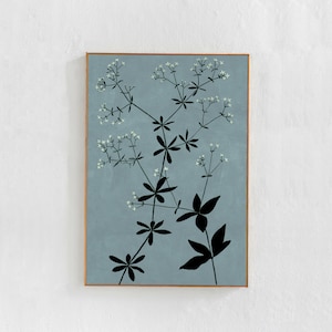teal blue, botanical, wildflower wall art print: high resolution digital download files for budget friendly decor.