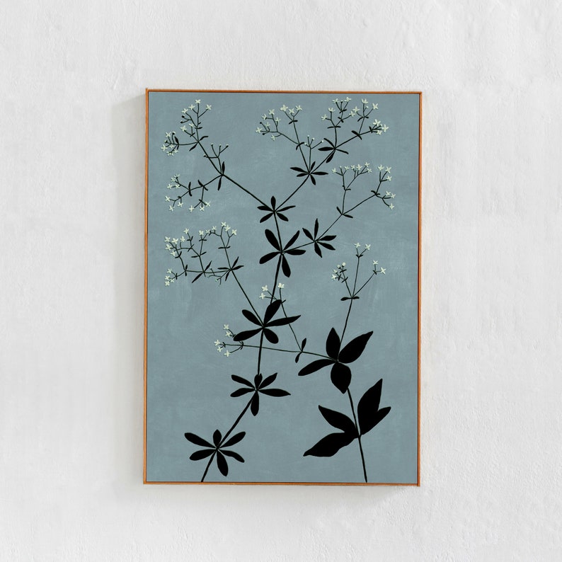 teal blue, botanical, wildflower wall art print: high resolution digital download files for budget friendly decor.
