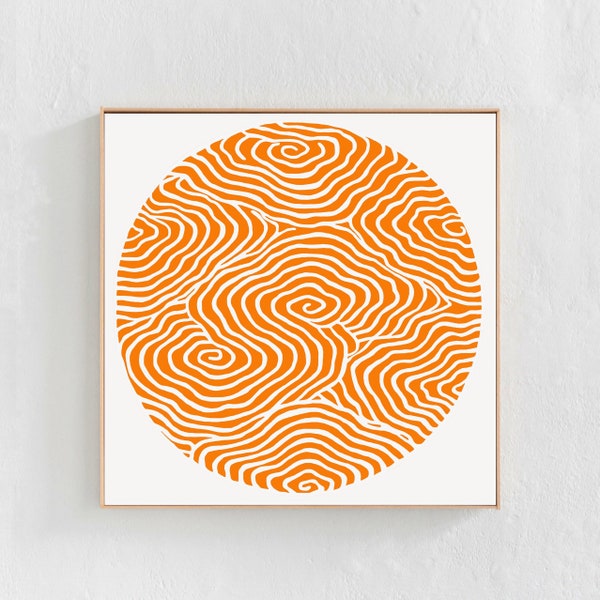 Circle Print, Square Print, Orange Wall Art, Orange Abstract Art Print Download, Orange Printable Art, Square Abstract Digital Print 30x30