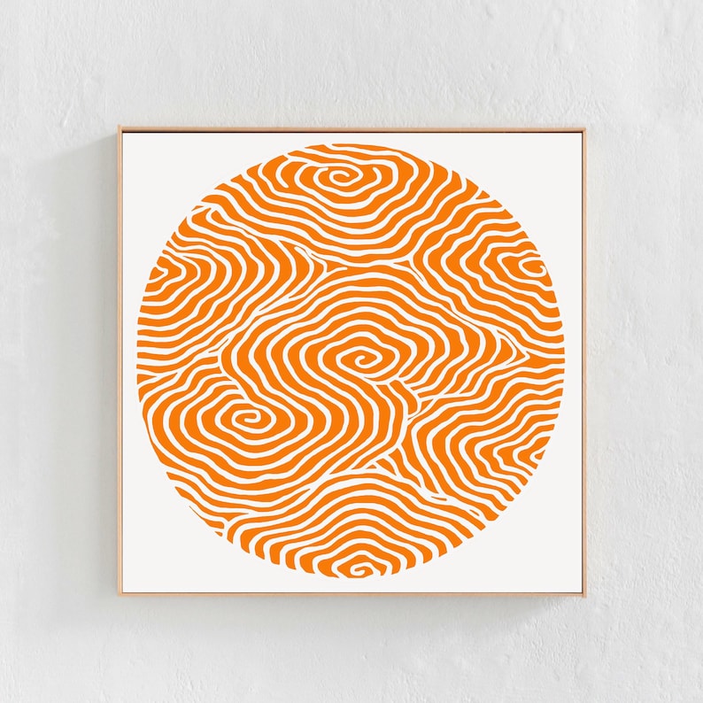 Impression cercle, impression carrée, art mural orange, téléchargement impression d'art abstrait orange, art imprimable orange, impression numérique abstraite carrée 30 x 30 image 1