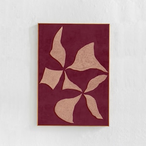 Decoración de pared moderna escandinava en color burdeos: impresión artística descargable digital en color frambuesa vino, pintura contemporánea, póster abstracto imprimible