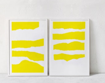 Arte moderno amarillo, conjunto de impresión de arte amarillo, carteles minimalistas, decoración amarilla, conjunto de arte abstracto imprimible de 2, arte de pared moderno DIGITAL DESCARGAR