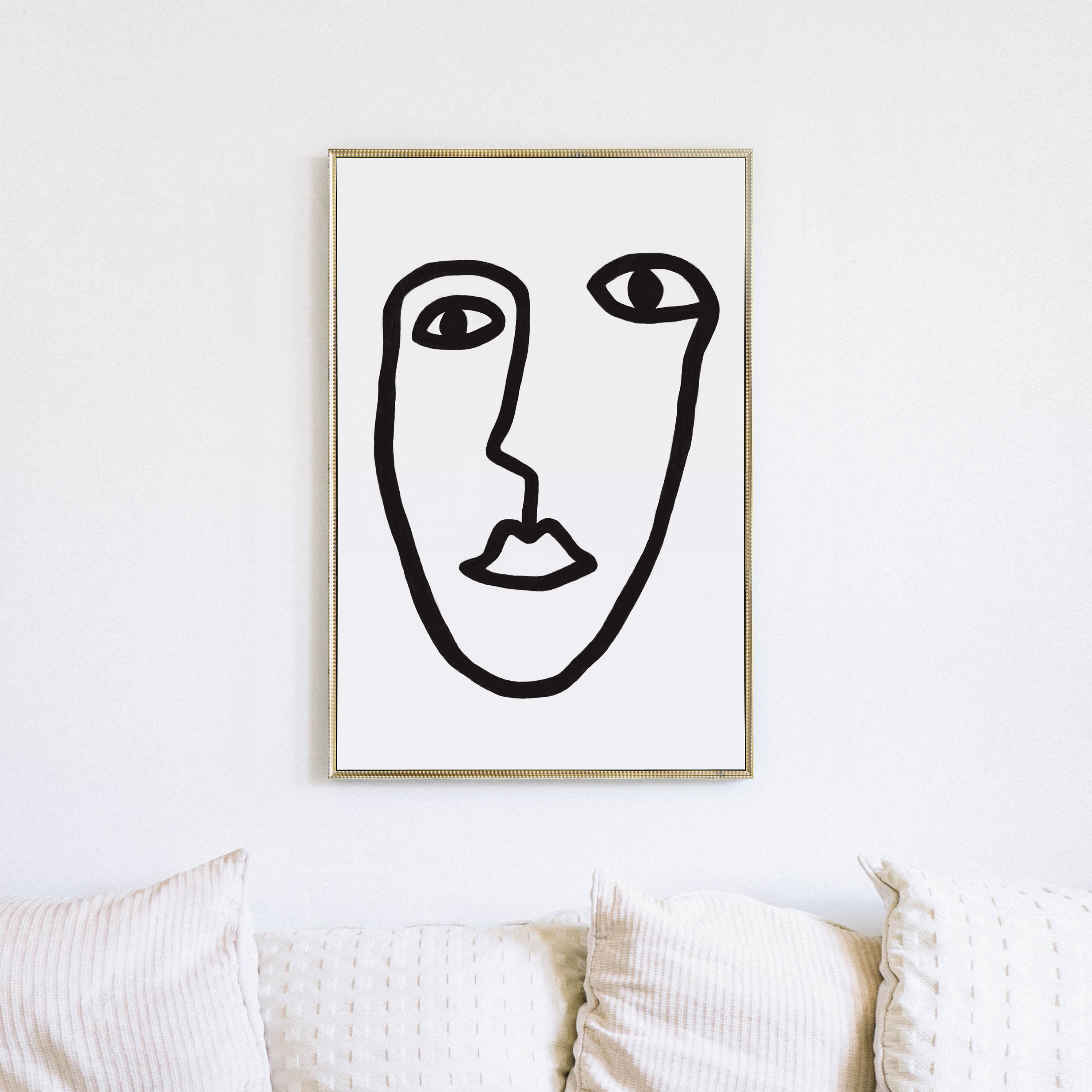 Line Art Print, Line Drawing, Face Poster Black and White Digital Print ...