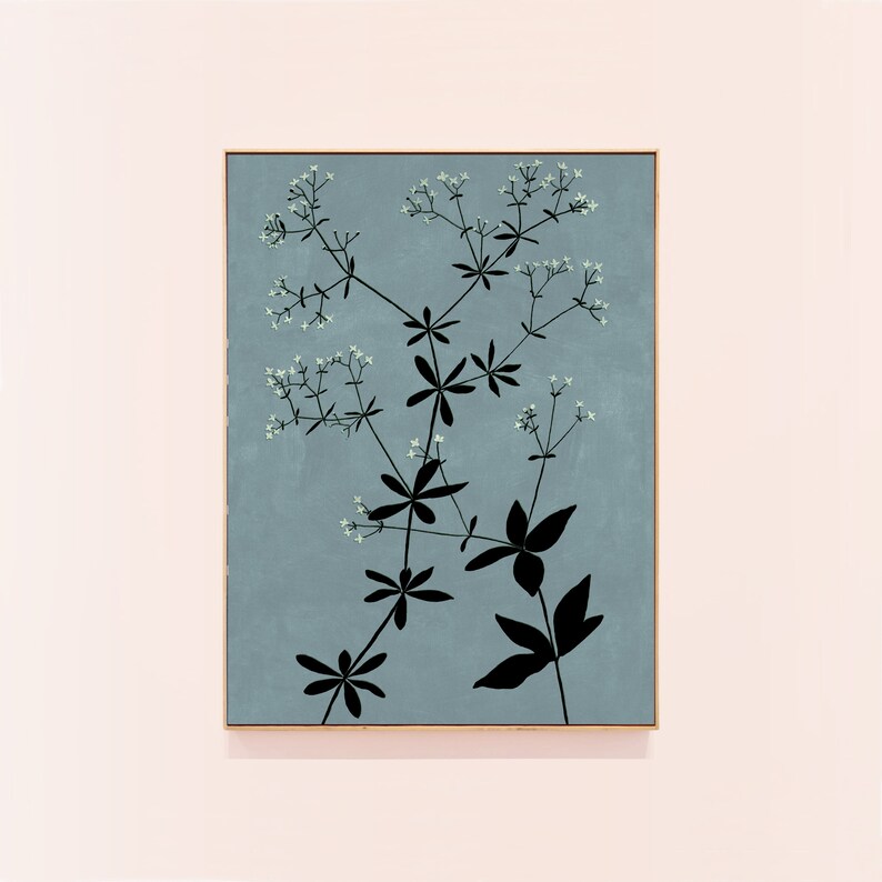 teal blue, botanical, wildflower wall art print: high resolution digital download files for budget friendly decor.