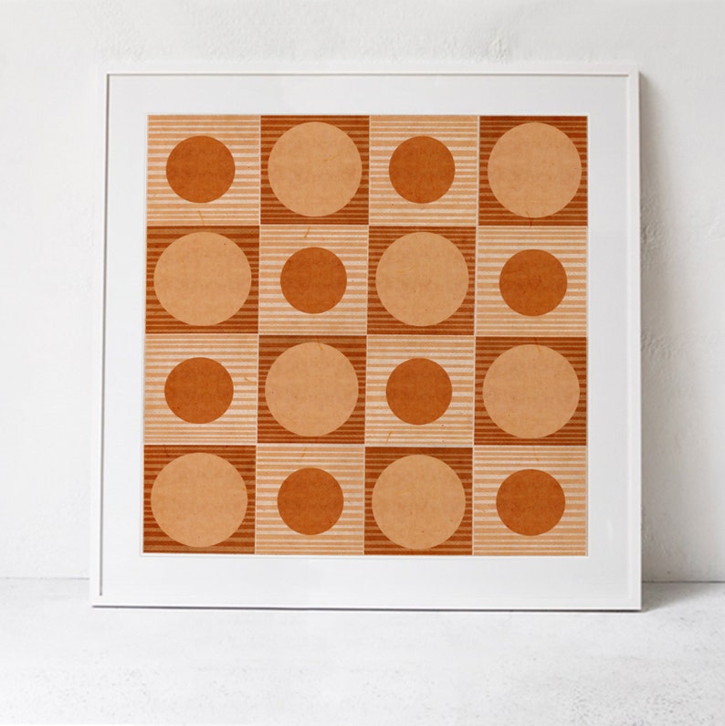 Retro, Funky, Orange and Beige Wall Decor: INSTANT DOWNLOAD Art, Mid Modern Downloadable Print, Bauhaus Geometric Square Printable Art image 5