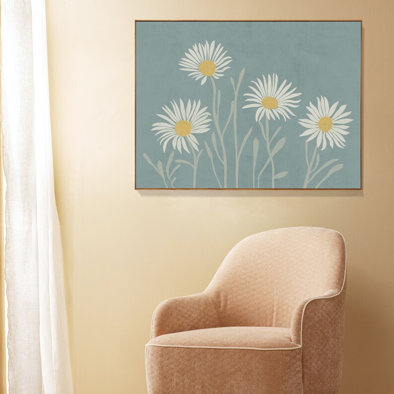 Daisies: Pastel Wall Decor, Horizontal Downloadable Art Print in Pale ...