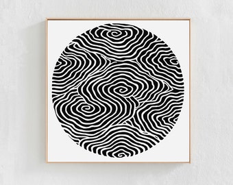 Circle Print, Circle Art, Square Print, Black and White Abstract Art Print Download, Abstract Printable Art, Square Abstract Digital Print