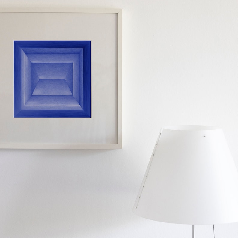 Cobalt Blue Abstract Art Print, Square Wall Art Downloadable Art Print, Large Abstract Digital Print, Contemporary Printable Art 30x30 image 2