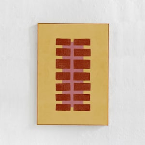 Abstrakte Geometrische Form Herunterladbare Kunst Druck, Zeitgenössische Poster Druckbare Wandkunst, Rote Quadrate auf Gelb Rosa Colorblock Art, 24x36 print