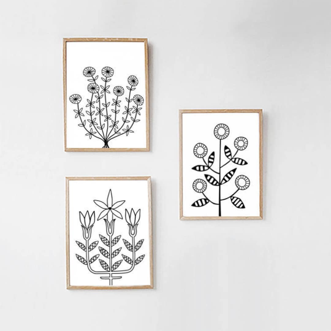 Floral Art Print Set of 3, 11x14 Print Download, Rustic Wall Decor