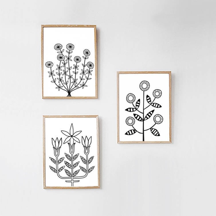 Floral Art Print Set of 3, 11x14 Print Download, Rustic Wall Decor
