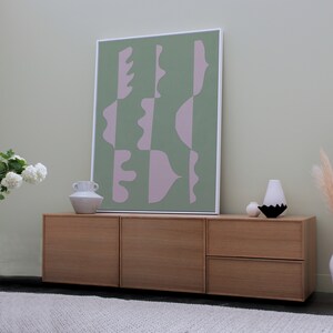 Shape study, abstract printable art. Pastel Green and Pink Decor, Digital downloadable print, Abstract contemporary wall art print poster A1 image 6