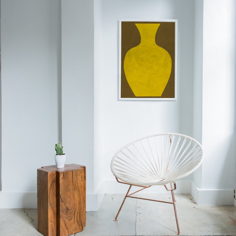 Ochre Home Decor Yellow and Brown Art Print Vase Poster Etsy