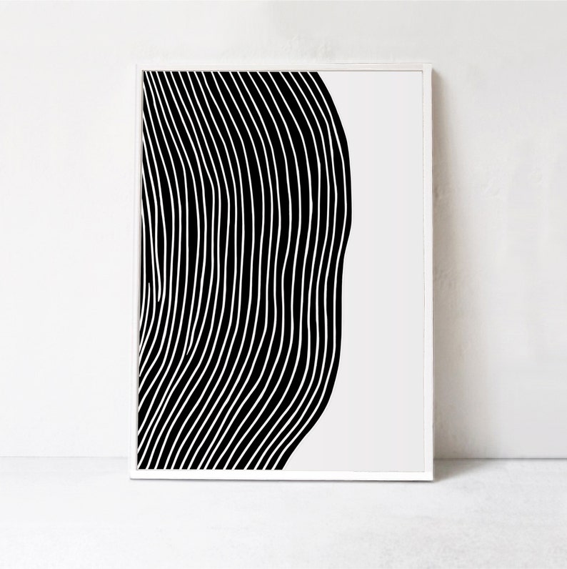 Large Abstract Printable Artwork, Modern Wall Decor Print, Black and White Wall Art,DOWNLOADABLE Print Abstract Line Art Print Poster 24x36 image 1