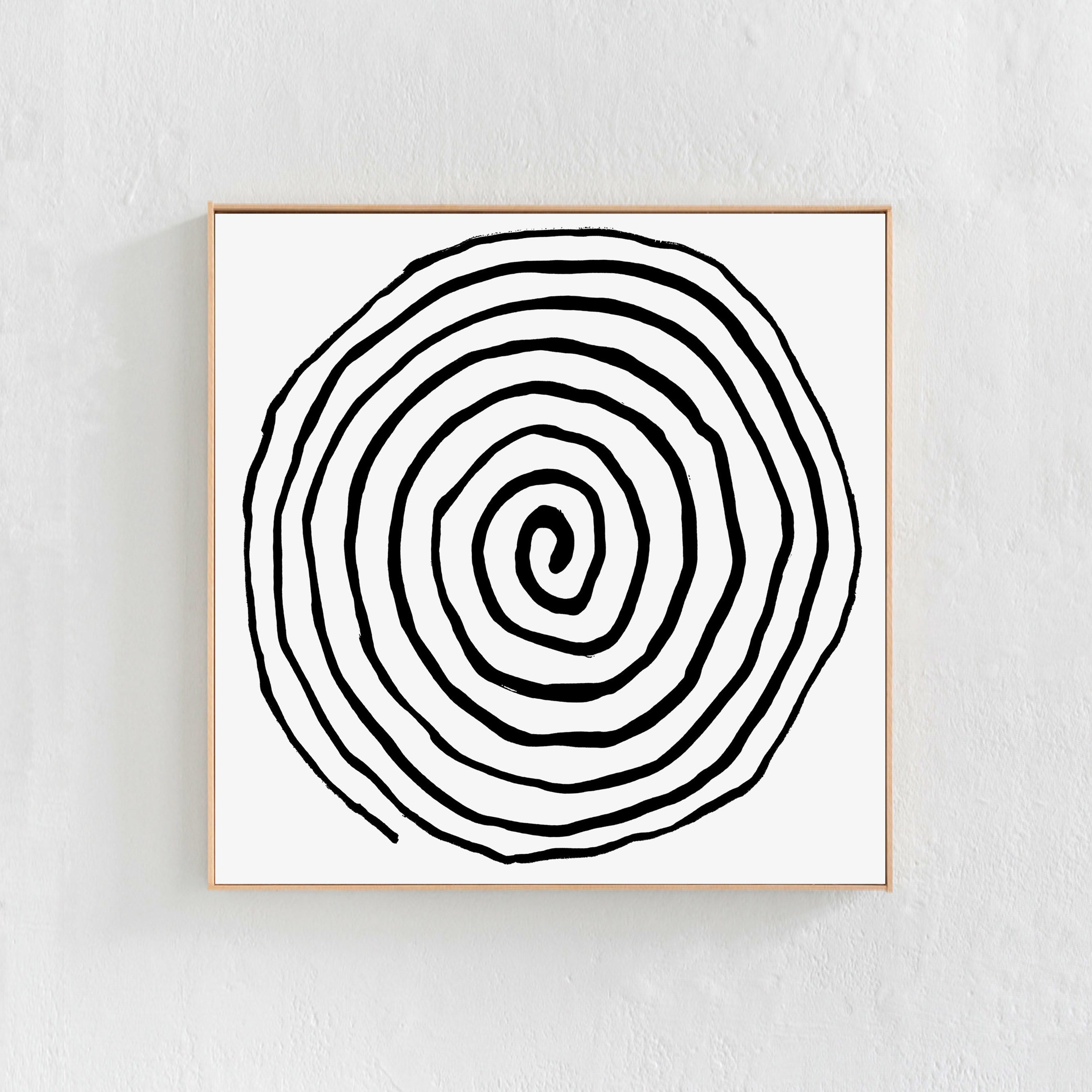 Spiral Art Print, Square Print Download, Black and White Abstract