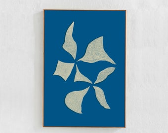 Abstract Shapes, Downloadable Art Print: Blue Printable Contemporary Art for living room decor. Extra Large Print 30x45, A0 wall art poster