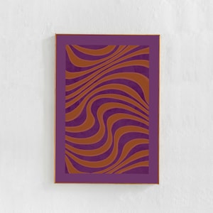 Downloadable Art Print - Purple and Orange Abstract Printable Wall Art- Eclectic Home Decor High Resolution Digital Art in 60s 70s 2K Style
