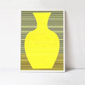 Cartel de jarrón amarillo imprimible arte: Galería arte pared impresión descargable. Colorido estampado de arte digital, cartel de arte amarillo ecléctico decoración hogar A1 imagen 1