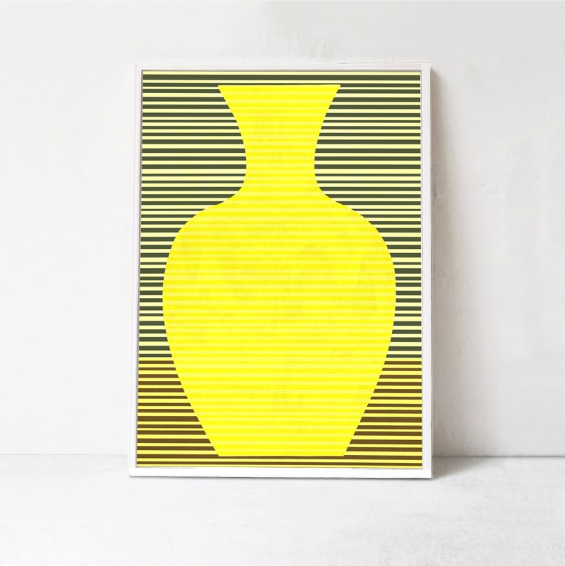 Cartel de jarrón amarillo imprimible arte: Galería arte pared impresión descargable. Colorido estampado de arte digital, cartel de arte amarillo ecléctico decoración hogar A1 imagen 1