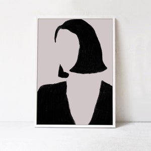 Abstraktes, minimalistisches Gemälde DRUCKBARE KUNST: Scandi Style Poster Print, Wall Art. Zeitgenössische kunstdruck, frauen portrait druck, downloadable art print