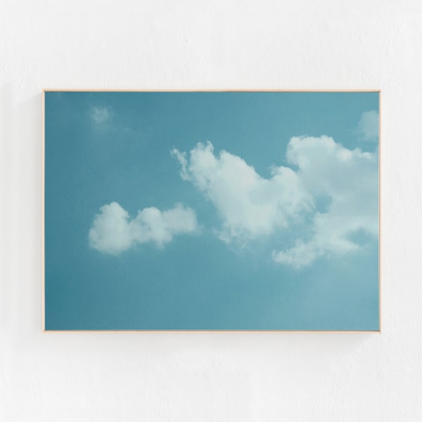 Cloud Wall Art Print, Blue Sky Photo Print, Blue Minimalist Decor, Cloud Printable Art Bedroom Art Cloud Photography, Digital Print Download