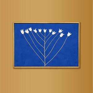 Abstract Flower: Scandi Modern Downloadable Art Poster, Blue Floral Illustration, Horizontal Eclectic Printable Wall Art, Modern Home Decor