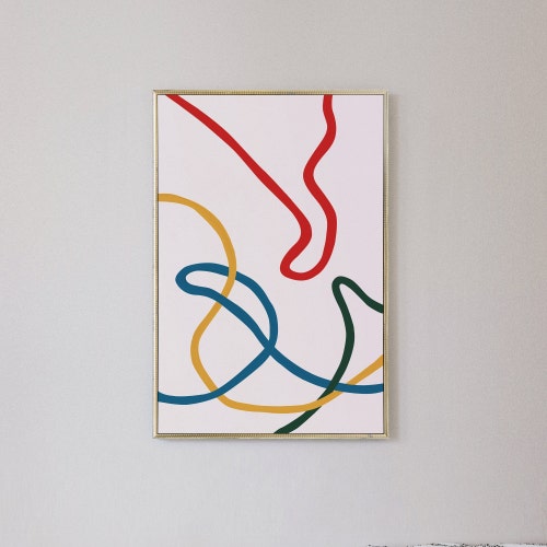 Large Abstract Art Line Art Printable Wall Art Colorful Etsy