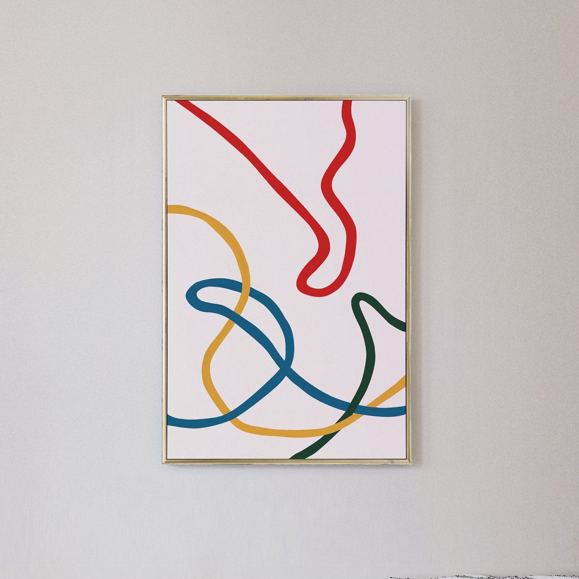 Large Abstract Art Line Art Printable Wall Art Colorful Etsy