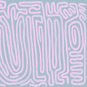 Danish pastel wall decor, abstract squiggle lines, downloadable art print. Scandi boho eclectic lilac and blue pastel printable art for DIY home decor, budget friendly apartment styling, property staging.