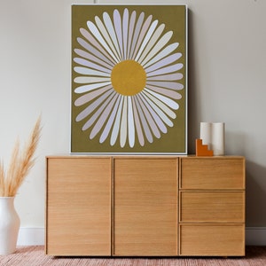Floral PRINTABLE ART: Daisy flower Poster, Scandi Boho Eclectic Wall Art, Downloadable Art Print in Neutral Olive Green Home Decor 24x36 Art image 7