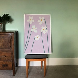 Floral Printable Wall Art for bedroom, Spring Flowers Poster in pink / lilac, Modern Digital DOWNLOADABLE PRINT Pastel Scandi Boho Decor