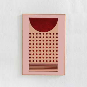 Blush Pink Burgundy Red Printable Wall Art: DOWNLOADABLE Art Print Poster, Large Abstract Geometric Poster, Contemporary Art in scandi style