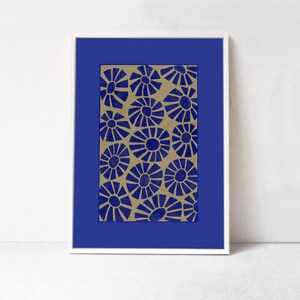 Cobalt Blue and Beige Abstract Downloadable Wall Art Print: Floral printable art, Scandi boho, contemporary living room, bedroom, dorm decor image 6