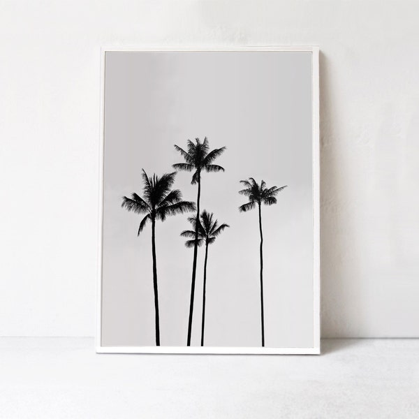 Palm Tree Print, Tropical Print, Palm Tree Photo, Tropical Wall Art PRINTABLE Art Photography DIGITAL DOWNLOAD Black and White Palm Tree Art