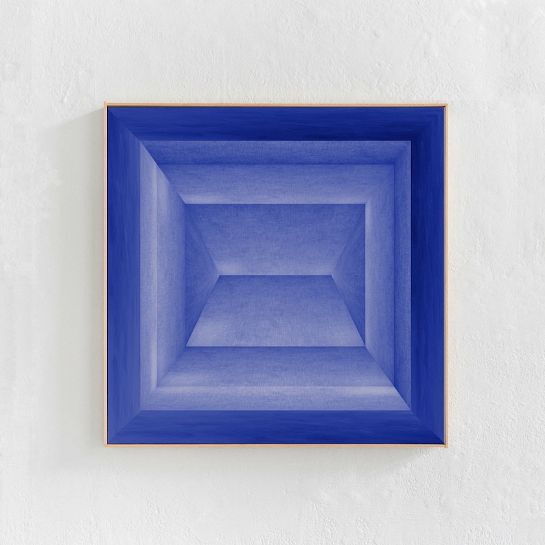 Cobalt Blue Abstract Art Print, Square Wall Art Downloadable Art Print, Large Abstract Digital Print, Contemporary Printable Art 30x30 image 1