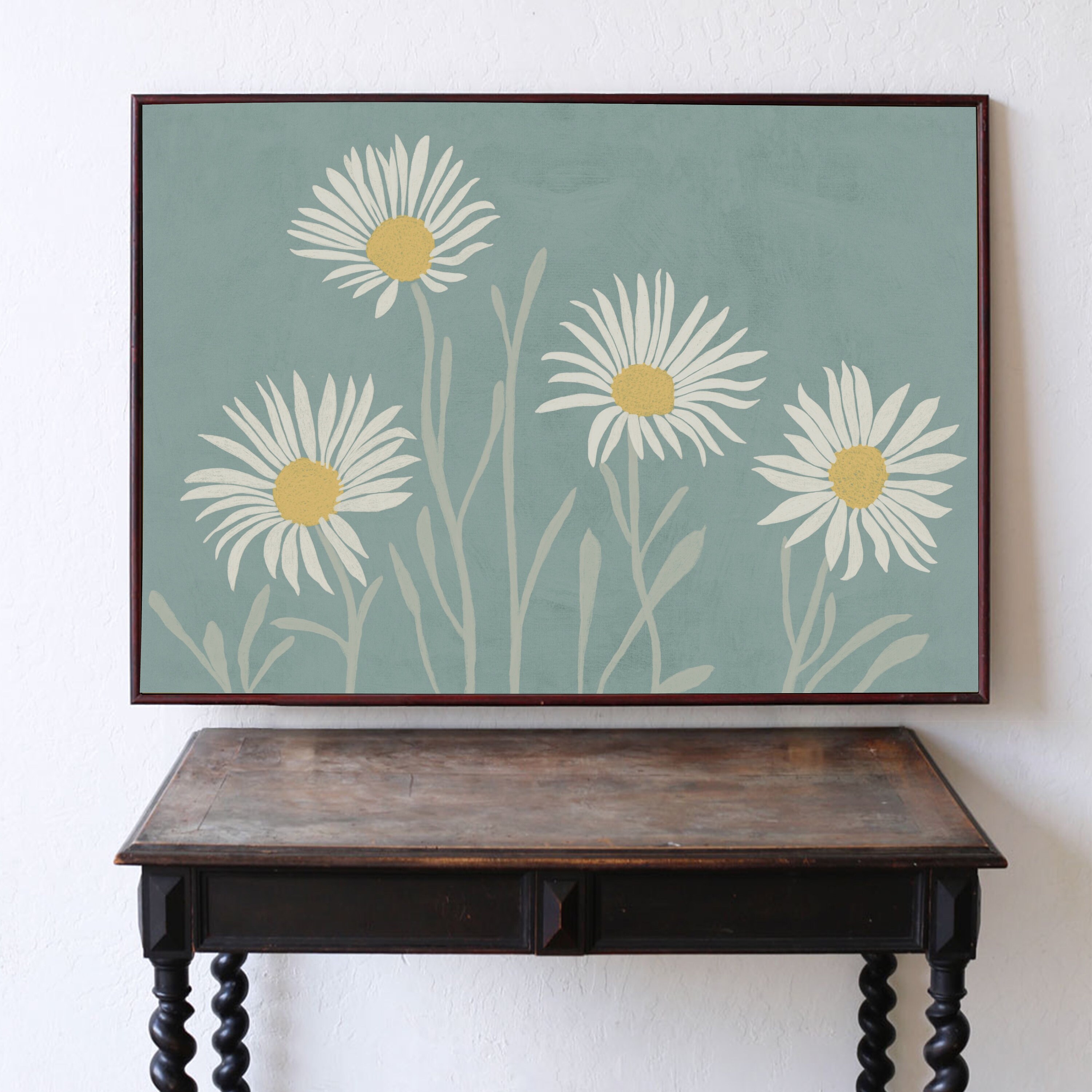 Daisies: Pastel Wall Decor, Horizontal Downloadable Art Print in Pale ...