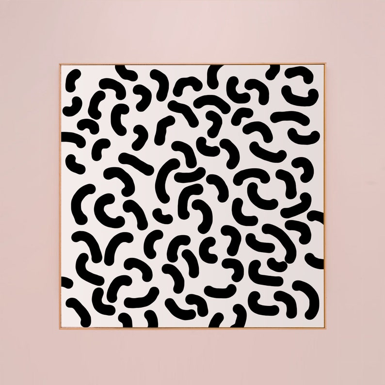 Puede incluir: Impresi&oacute;n de arte abstracto en blanco y negro con un patr&oacute;n de formas curvas que se asemejan a un dise&ntilde;o org&aacute;nico estilizado.
