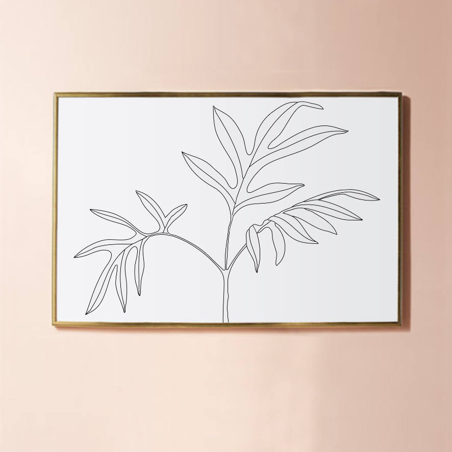 Botanical Wall Art Print Leaf Printable Art Black and White | Etsy