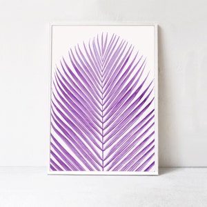 Dorm Dekor Lila Kunst Tropischer Druck, Palme Druckbare Kunst: Lila Blatt Druck, bunte moderne digitale Kunst Download, Große Wandkunst 24x36, a1