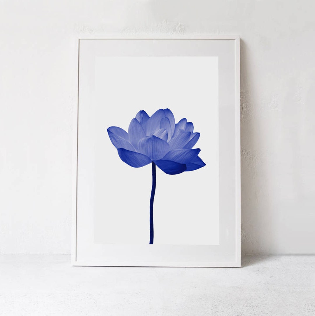 Blue Lotus Flower Print: Floral Art. Blue Wall Art Downloadable Art ...