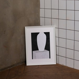 Downloadable Art Print: Black and White Vase. Digital Download Printable Art, Contemporary Scandi Poster, Modern Digital Art Print