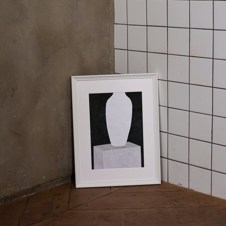 Downloadable Art Print: Black and White Vase. Digital Download Printable Art, Contemporary Scandi Poster, Modern Digital Art Print