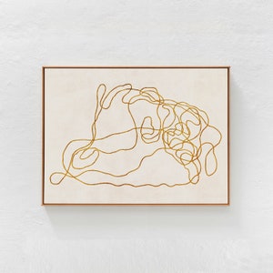 Abstract Printable Line Art: Modern artwork in neutral tones, Downloadable Art Print, Minimal Japandi Horizontal Contemporary Wall Art 24x36