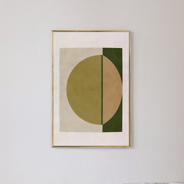 Downloadable Print: Abstract Printable Art Modern art in neutral tones. Olive Green Abstract Download Print, Green Geometric Art Print 24x36