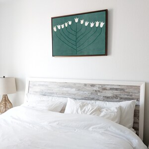 Spring Flower: Scandi Modern Print, Green Floral Printable Wall Art. Horizontal downloadable print, Scandi Boho Decor for Bedroom, DIY Print