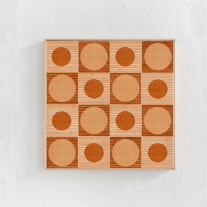 Retro, Funky, Orange and Beige Wall Decor: INSTANT DOWNLOAD Art, Mid Modern Downloadable Print, Bauhaus Geometric Square Printable Art image 1