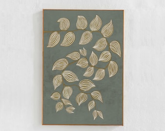 Sage Green Home Decor: Digital downloadable art print, Contemporary, Eclectic, botanical painting printable art, Bedroom, living room poster