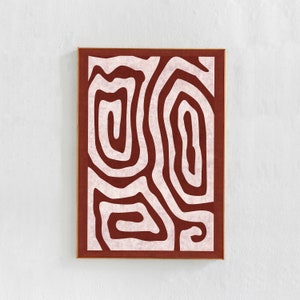 Moderner skandinavischer Druck, dunkelrote abstrakte Kunst: Herunterladbarer Druck, zeitgenössisches eklektisches Poster druckbare Wandkunst in Burgund 24x36 A1