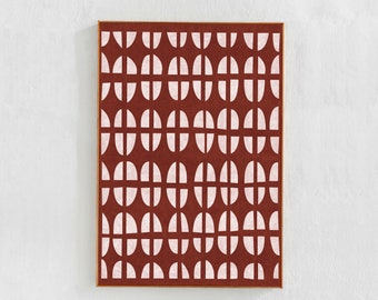 Modern Scandinavian Art Print, Poster in Dark Red: Printable Burgundy Abstract Art. Downloadable Print, Abstract Pattern Cutouts  24x36