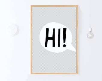 Hallo poster, kinderprint, hallo print kinderkamer muur decor print muur kunst, speelkamer kunst INSTANT DOWNLOAD AFDRUKBARE kunst, kinderkamer afdrukbare poster